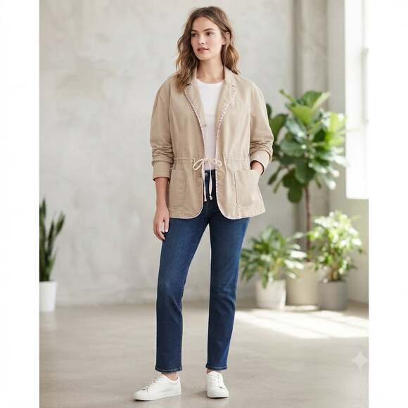 Old Navy Jackets & Blazers - Old Navy Khaki Cotton Utility Blazer Jacket